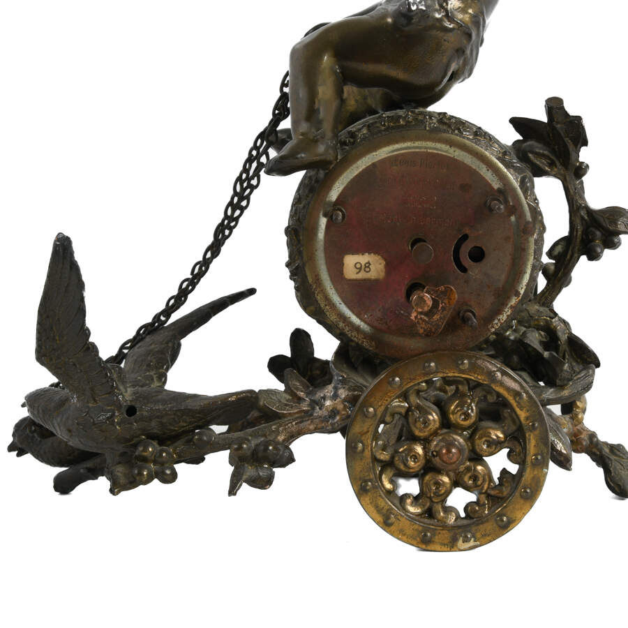 Louis Pierlot Bronze Chariot Shape Clock-6