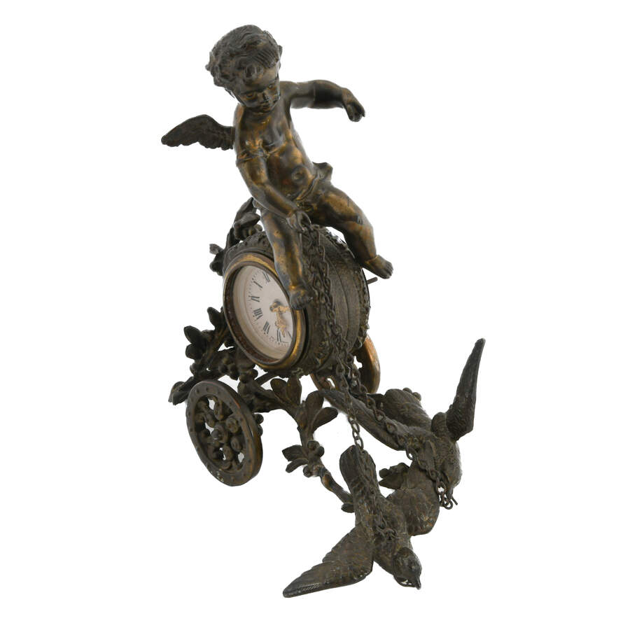 Louis Pierlot Bronze Chariot Shape Clock-2
