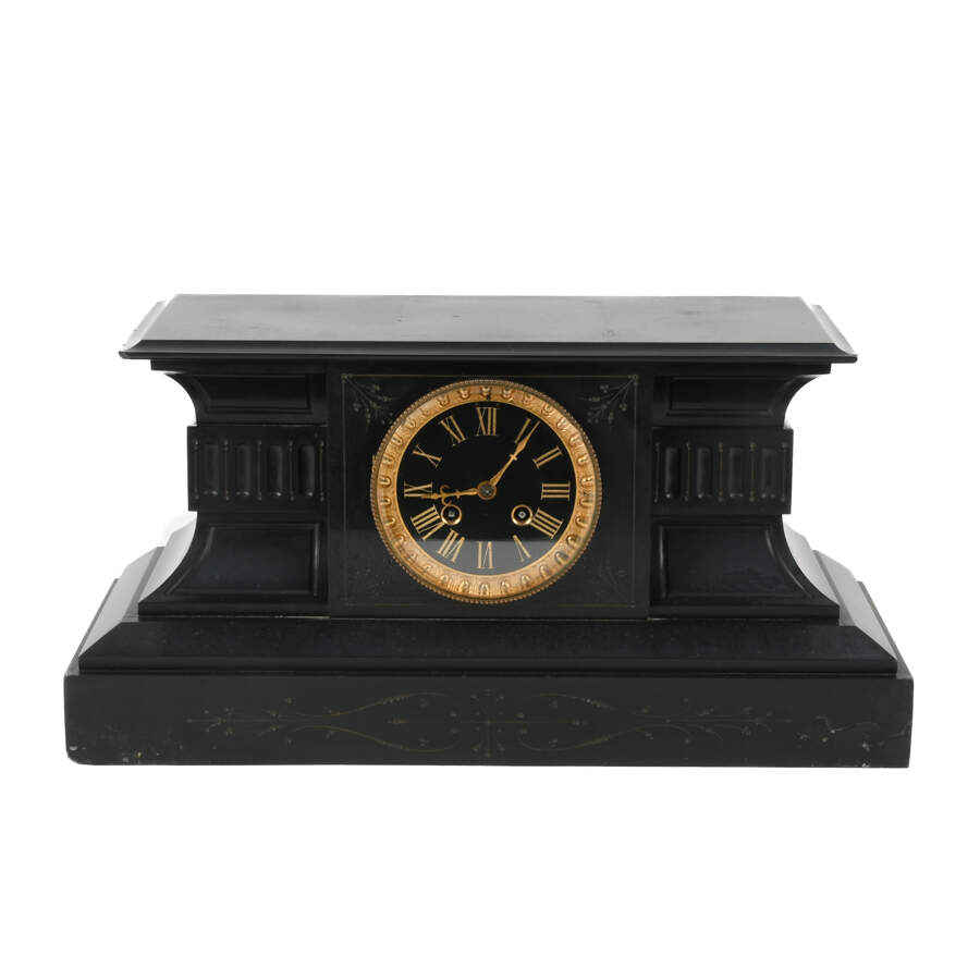 Victorian Black Slate Mantel Clock-1
