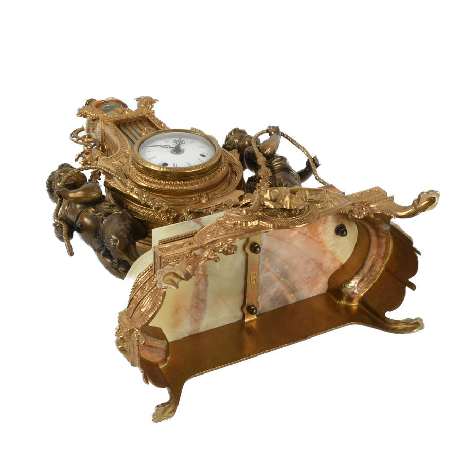Imperial Gilded Onyx Faun Mantel Clock-9