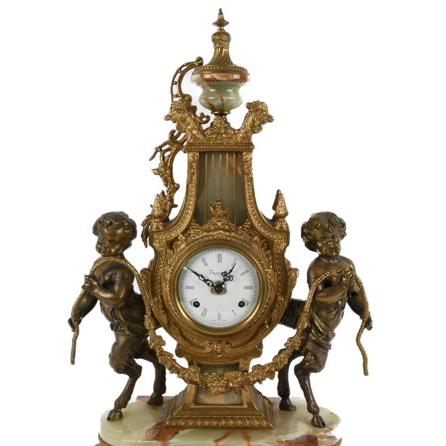 Imperial Gilded Onyx Faun Mantel Clock-6