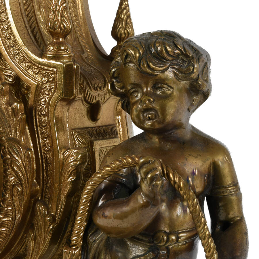 Imperial Gilded Onyx Faun Mantel Clock-2