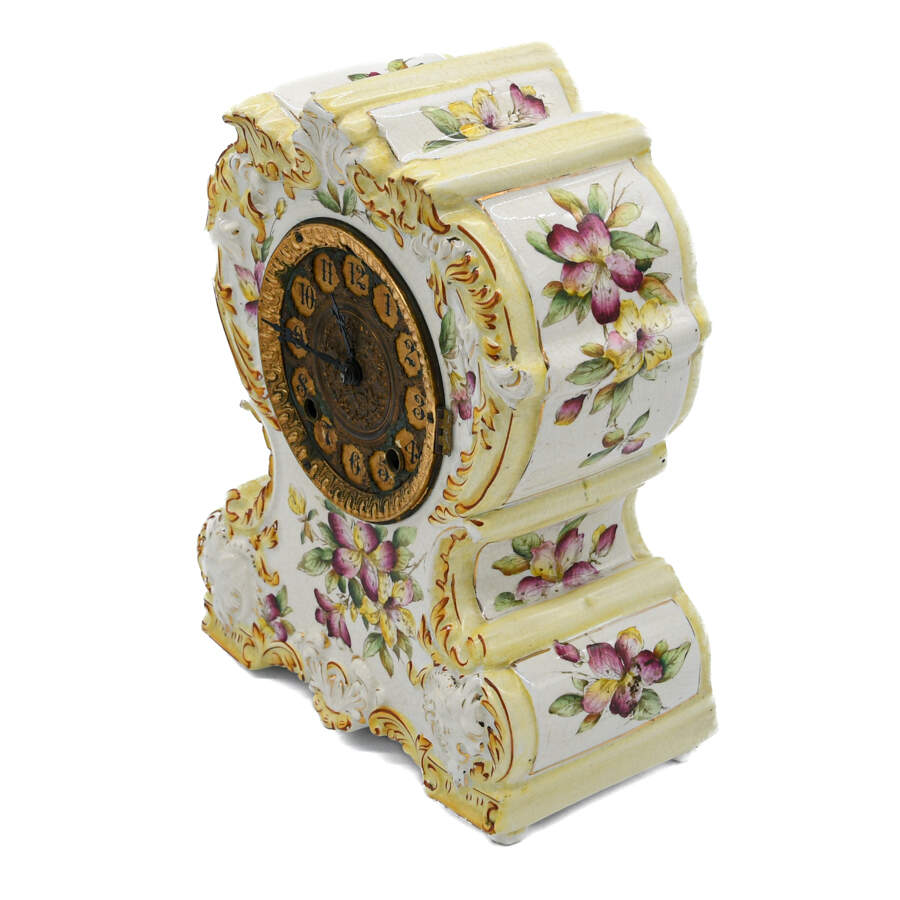 Gilbert Porcelain Floral Mantel Clock-2