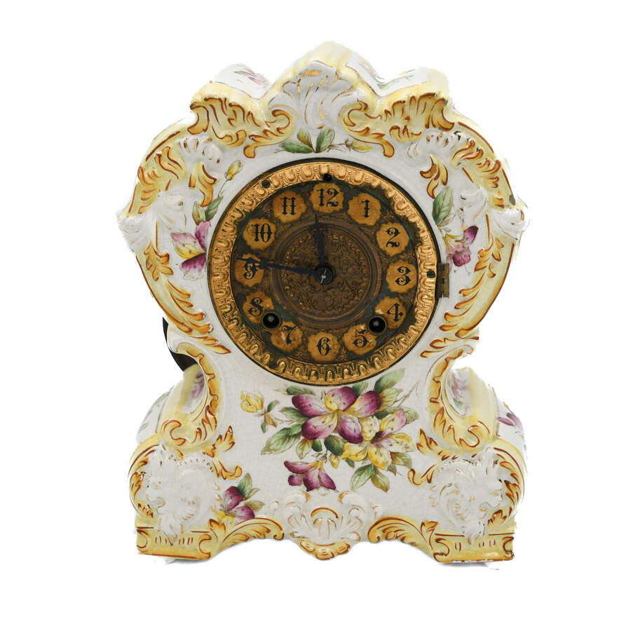Gilbert Porcelain Floral Mantel Clock-1