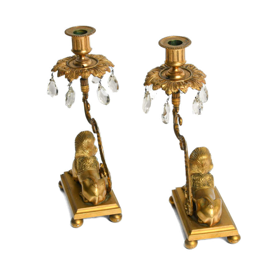 Pair of Egyptian Revival Candle Holders-3