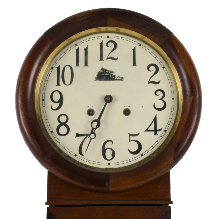 Antique Walnut Regulator Clock with Key and Pendulum-2