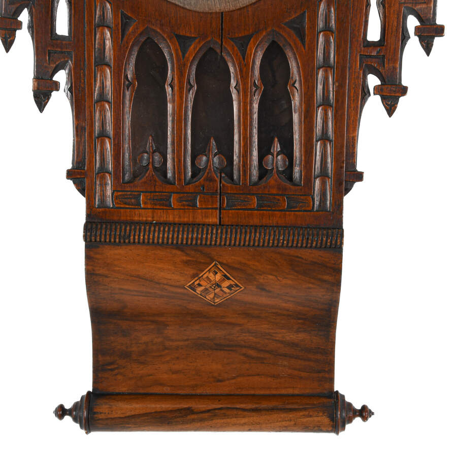 Antique Walnut and Marquetry Inlaid Drop Dial Wall Clock-3
