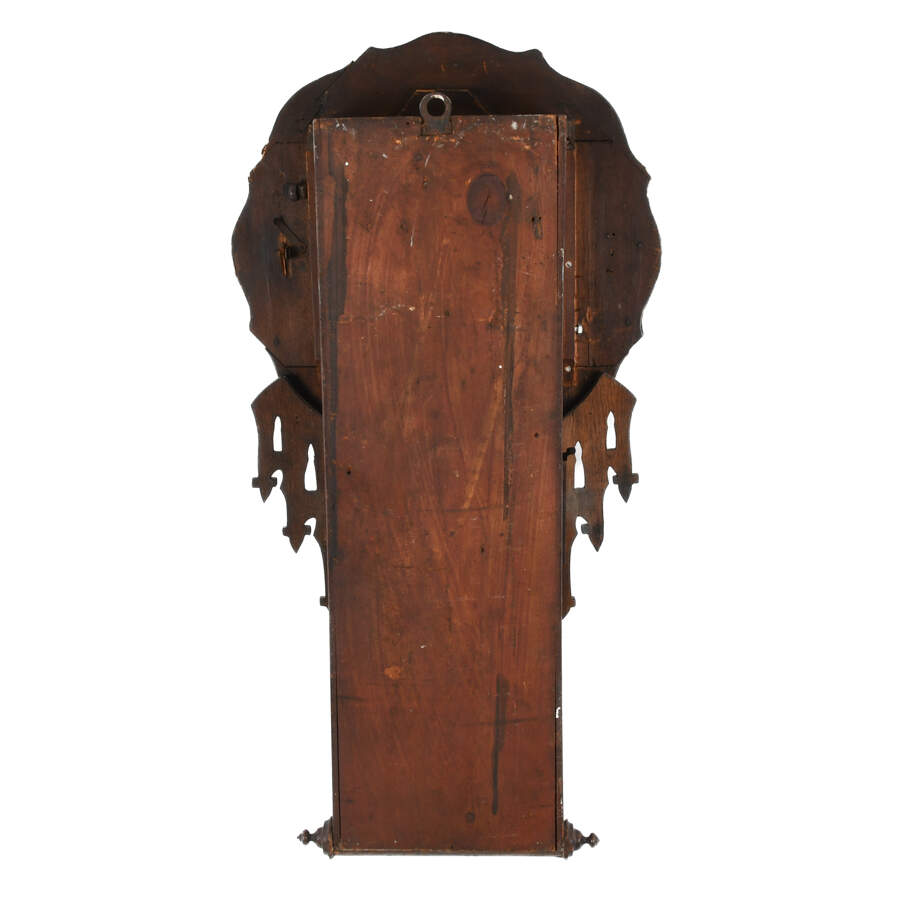 Antique Walnut and Marquetry Inlaid Drop Dial Wall Clock-2