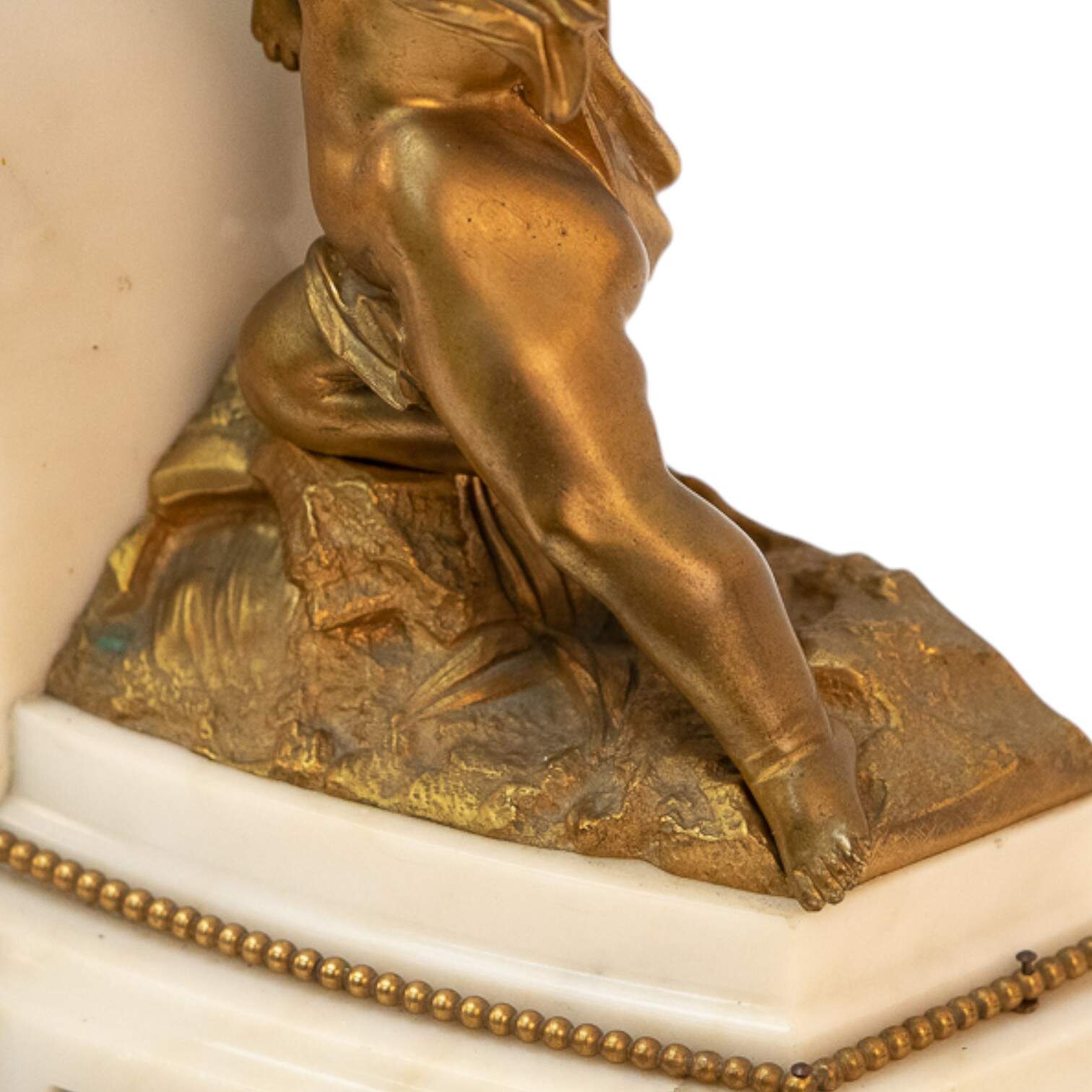Antique Gilded Bronze and Marble Mantel Clock-5