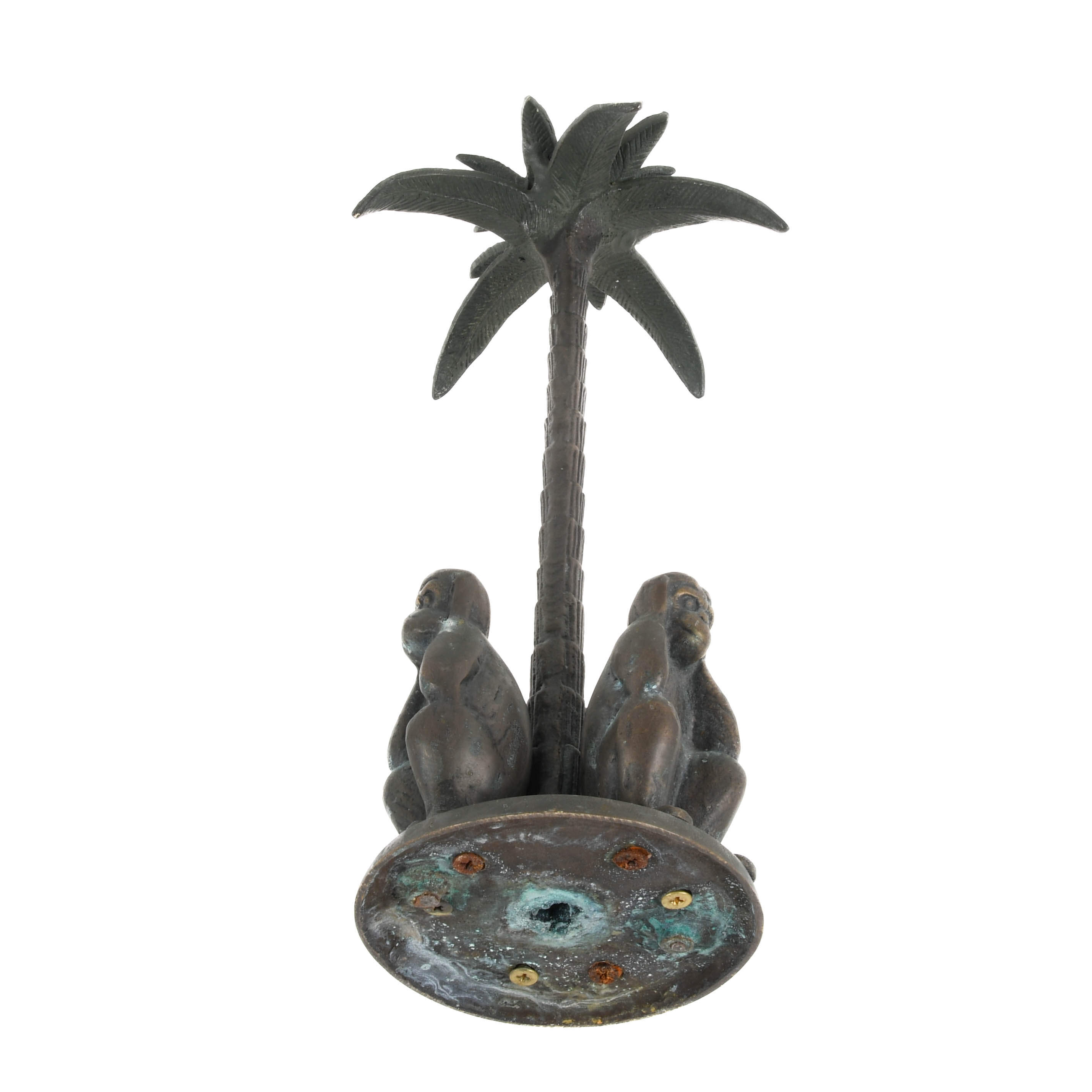 Bronze Monkey and Palm Tree Candle Holder-6