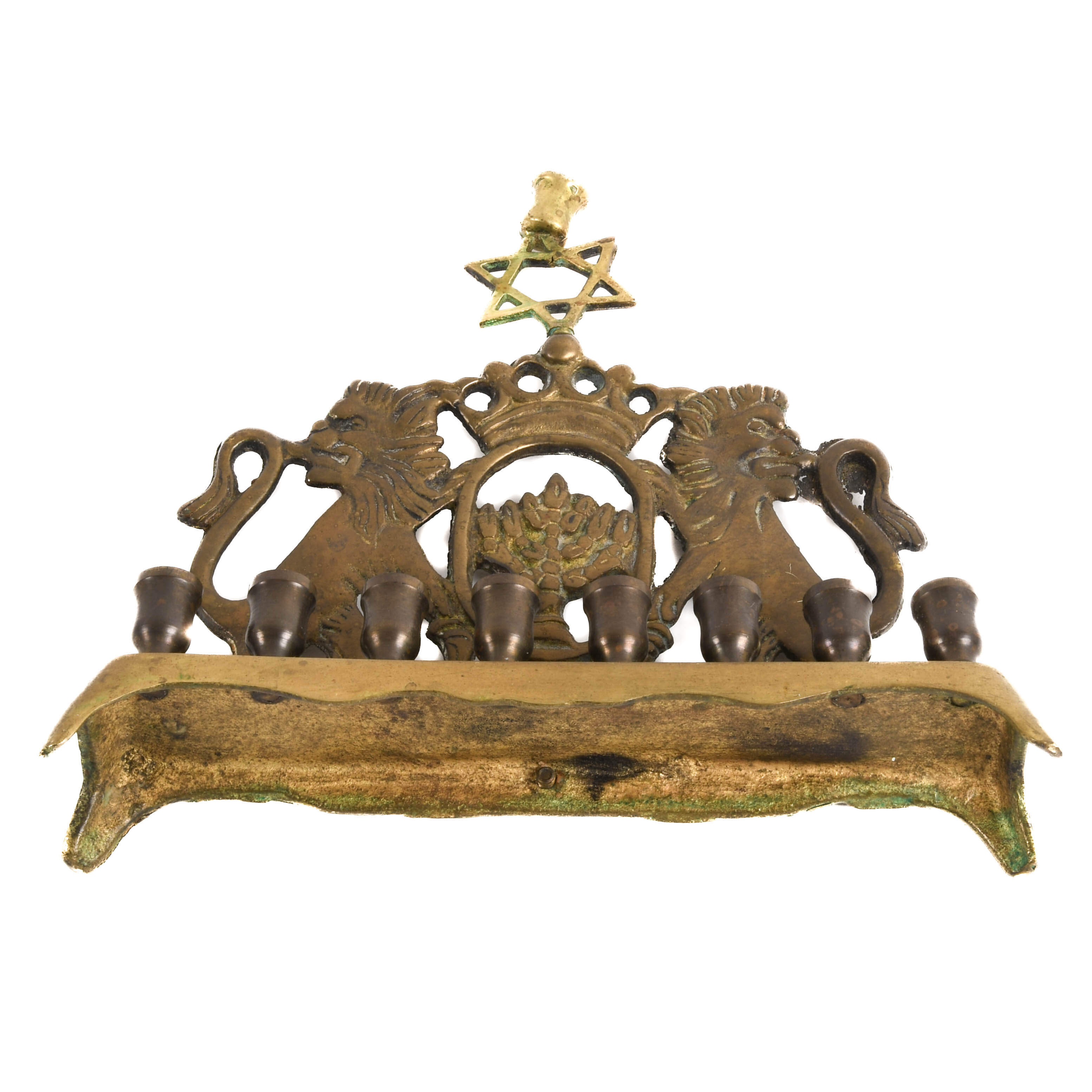 Brass Figural Menorah with Star of David-7