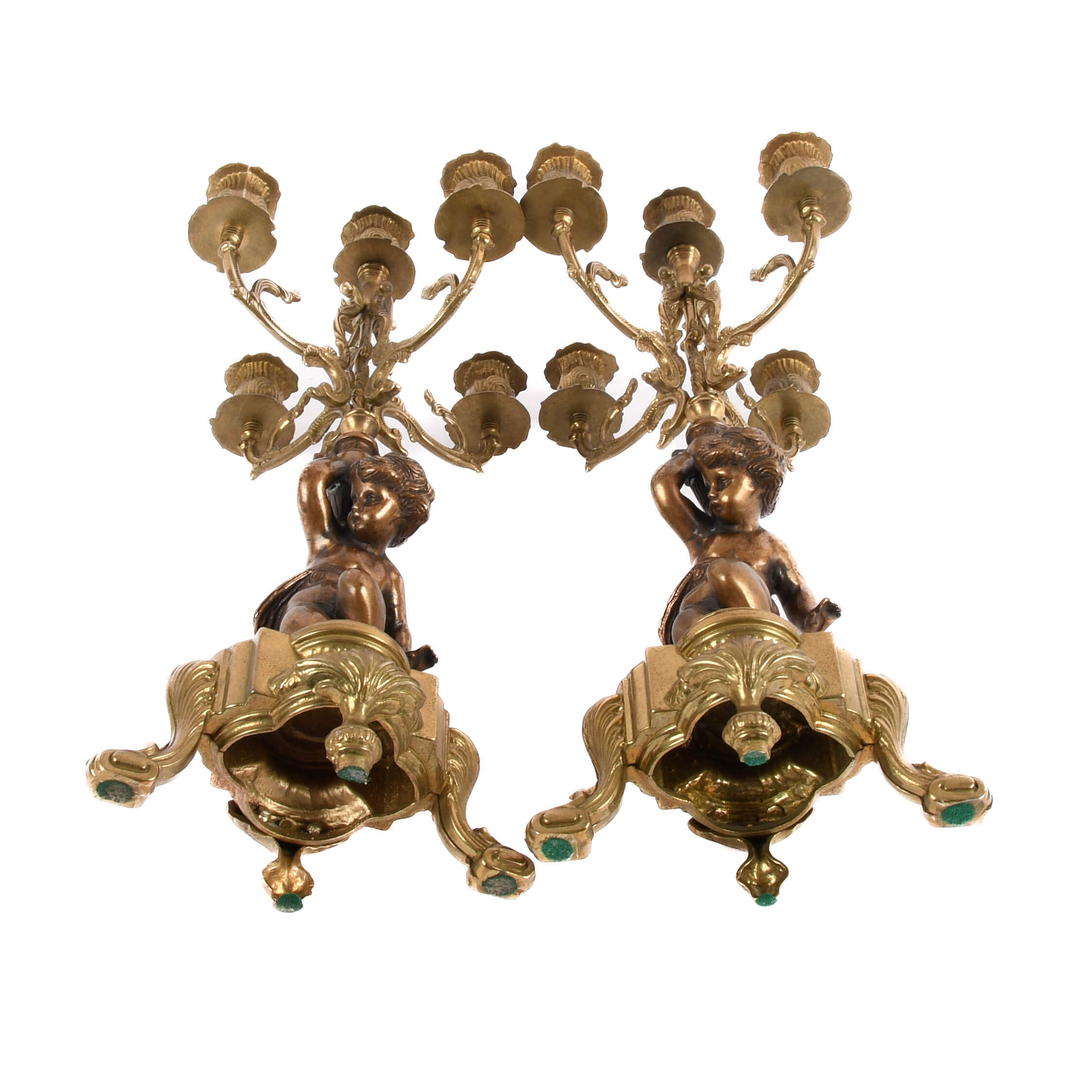 Pair of Figural Brass Cherub Candelabras-8