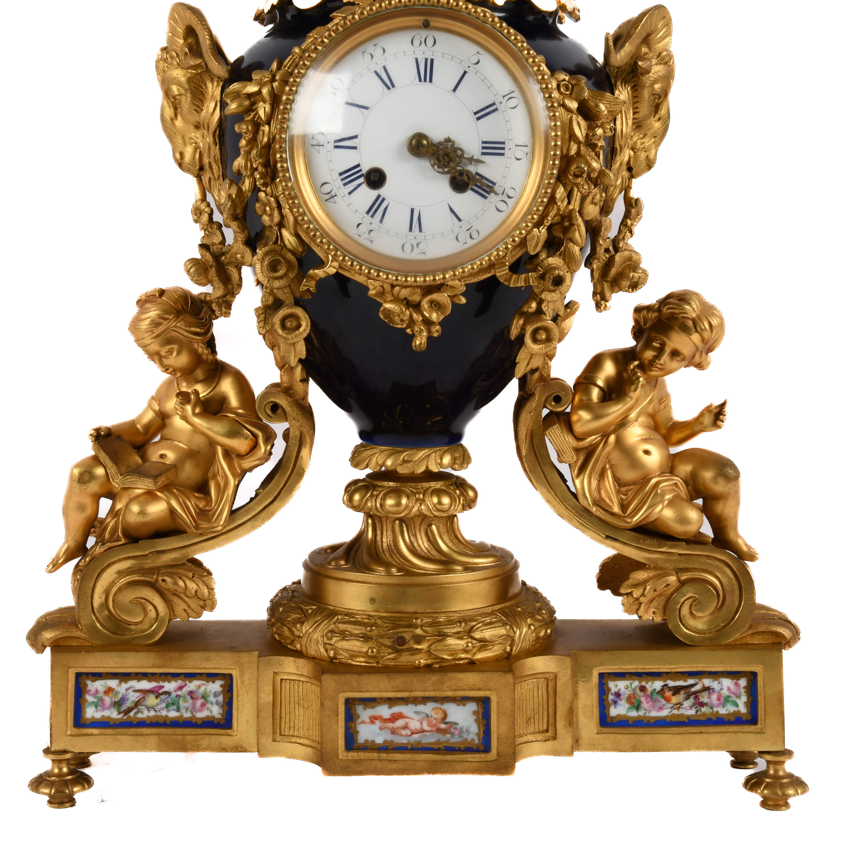 Antique French Japy Frères Bronze and Porcelain Clock Set-5