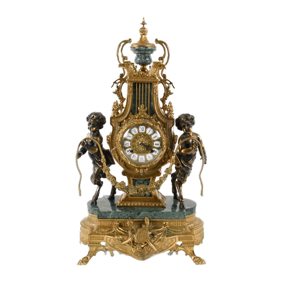 Italian Franz Hermle Imperial Fawns and Lyre Brevettato Clock-13