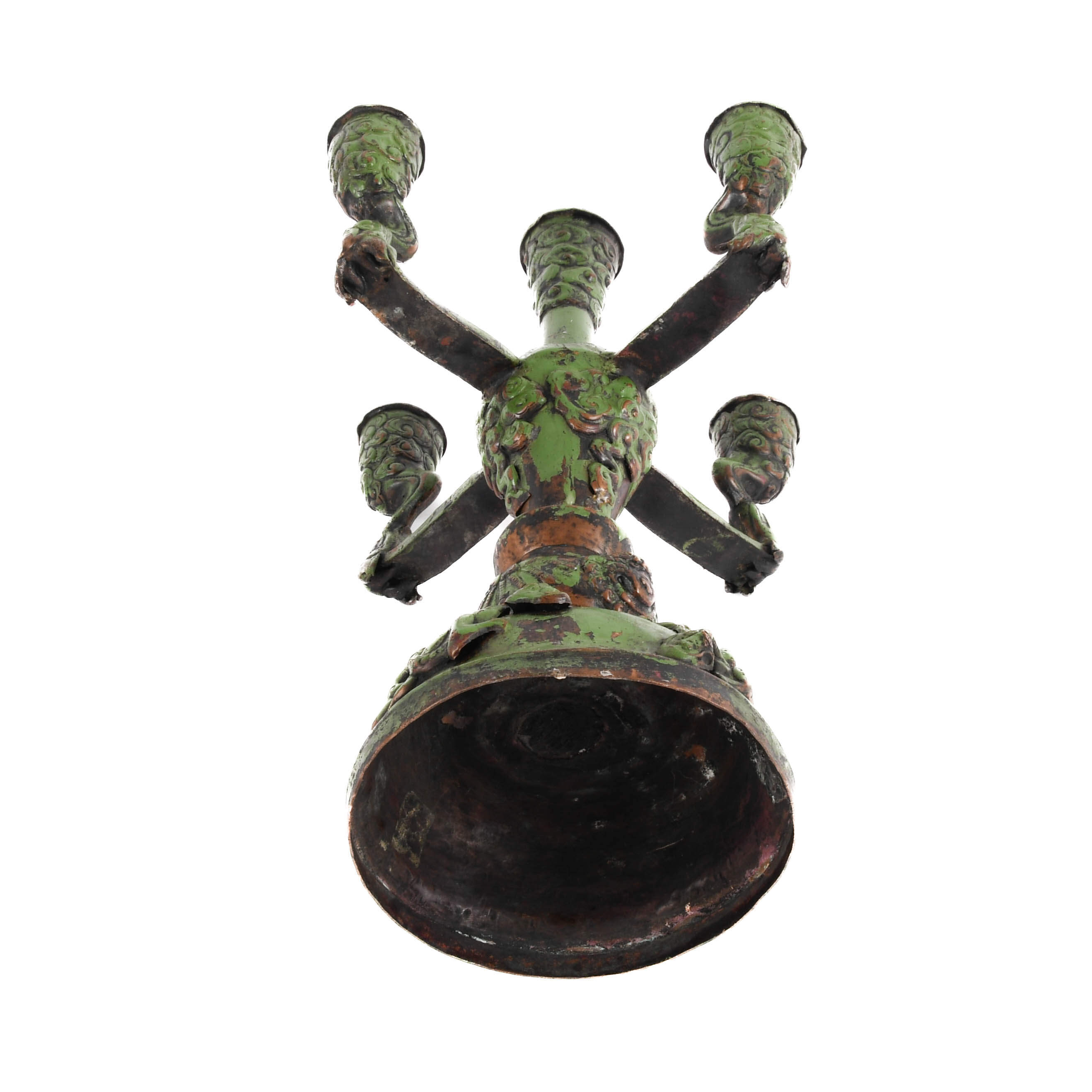 Gothic-Style Green Metal Candelabra-7