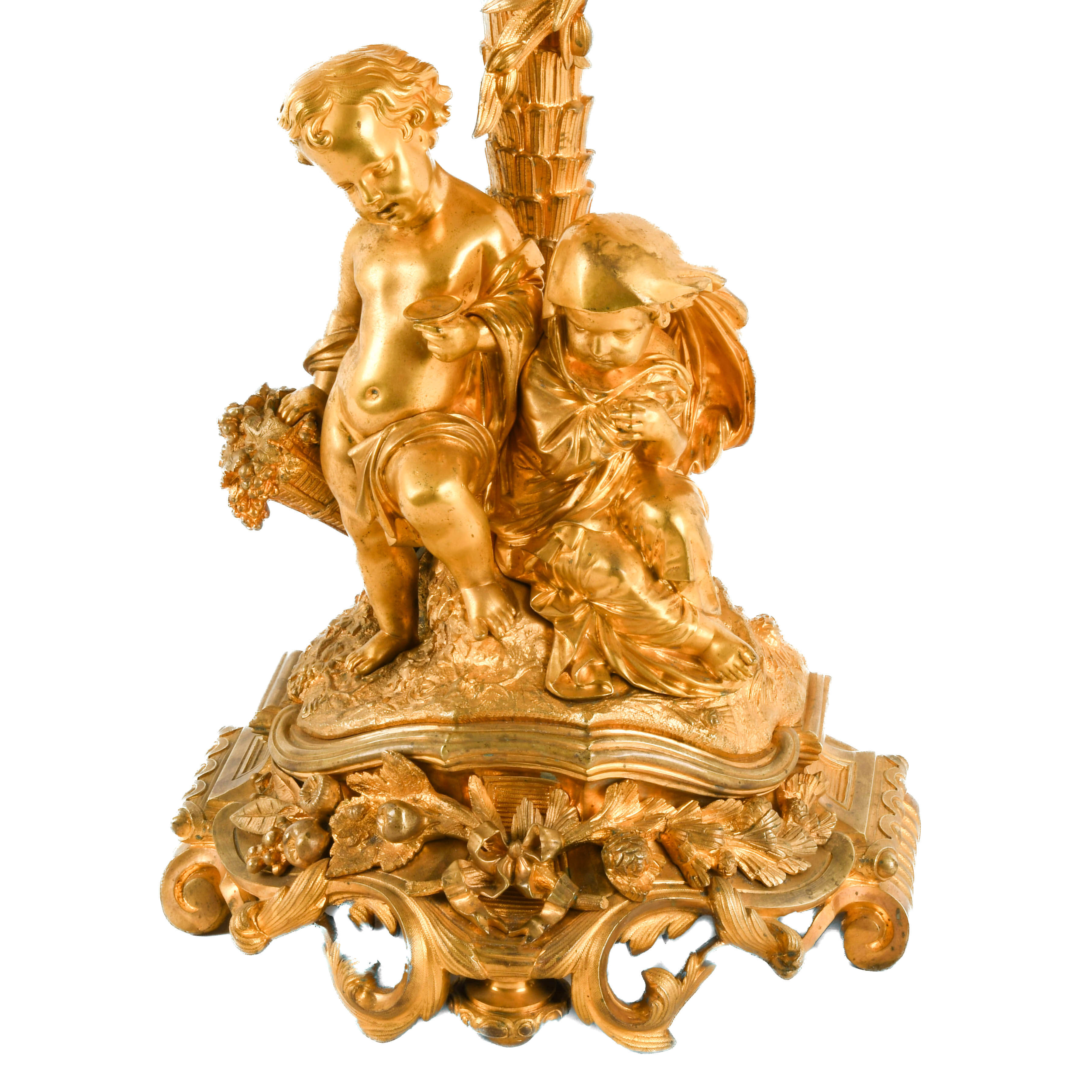 French 3-Piece Palatial Dore Bronze Garniture Clock Set-10