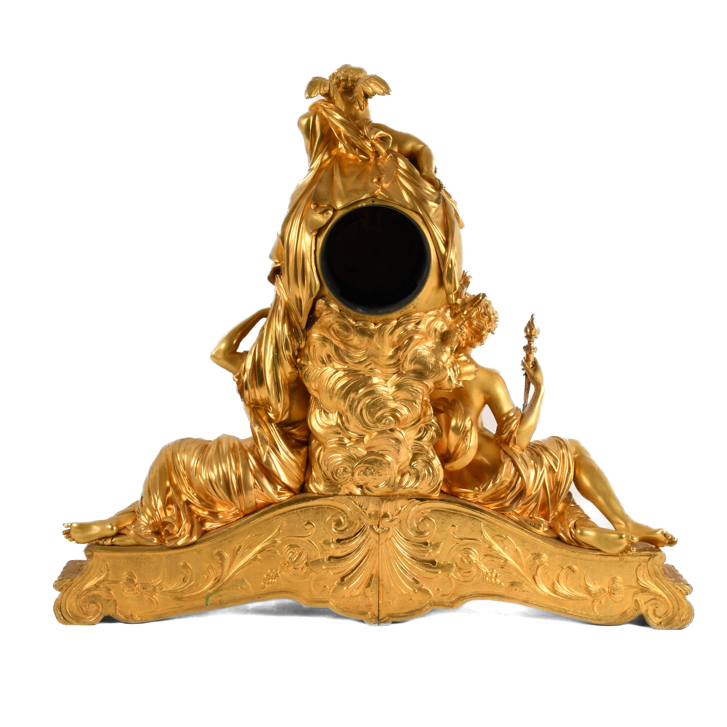 French 3-Piece Palatial Dore Bronze Garniture Clock Set-8