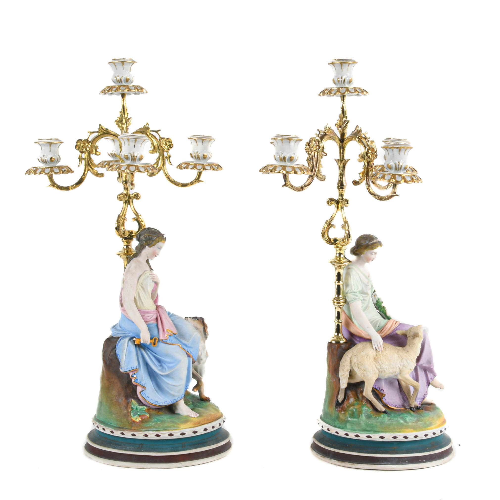 Antique Italian Pair of Bisque Figurines-4