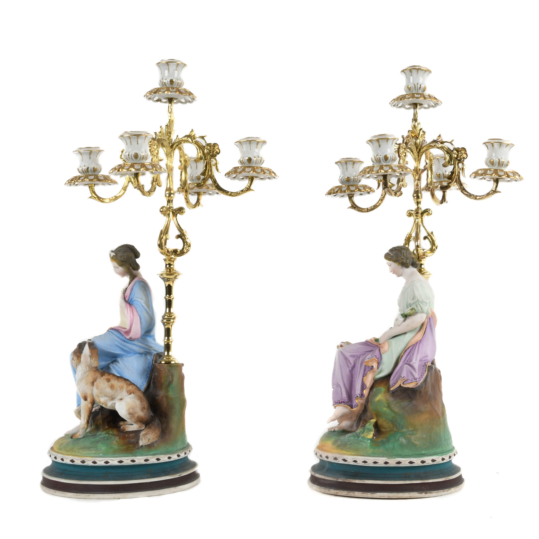 Antique Italian Pair of Bisque Figurines-2