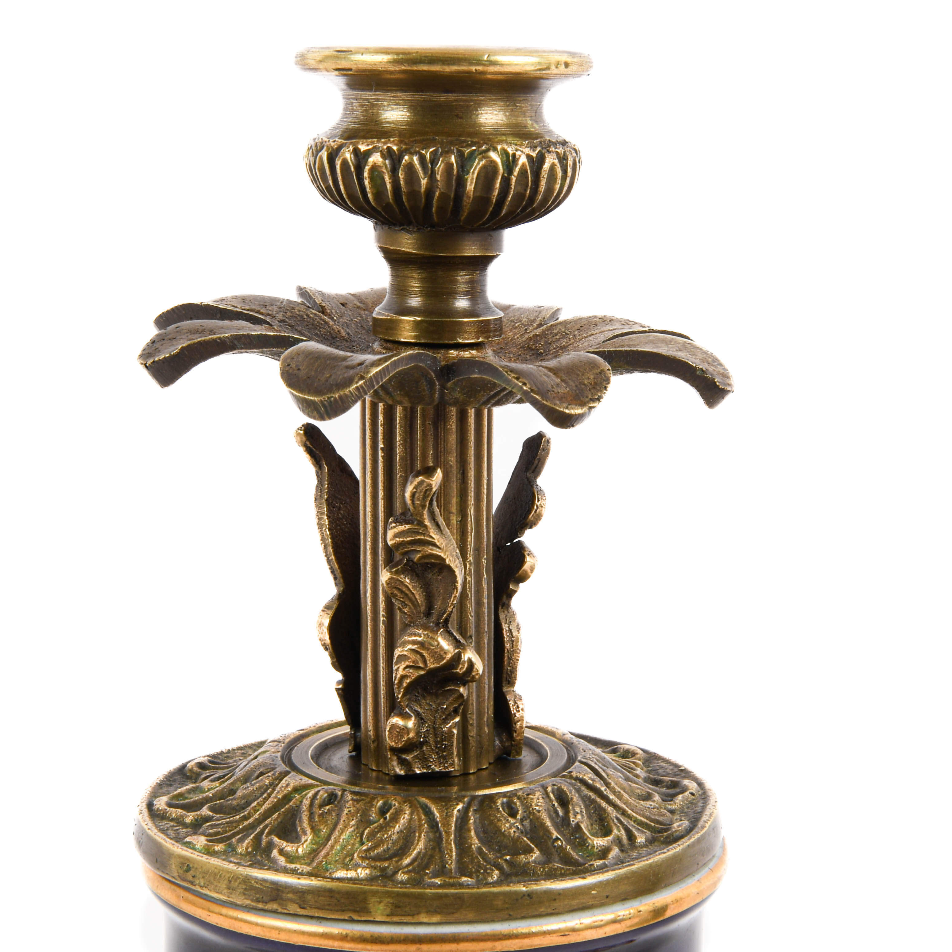 Antique Pair of Two Converted Continental Vase Candleholders-6