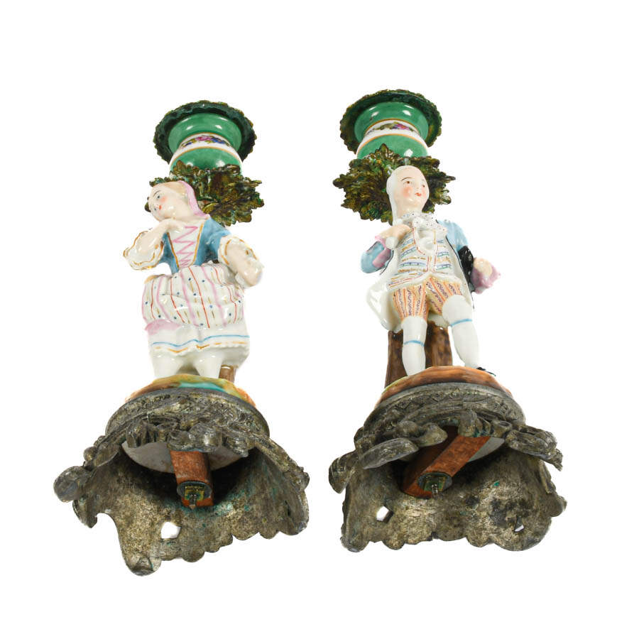 Pair of Hand-Painted Classical Couple Statue Candleholders-8