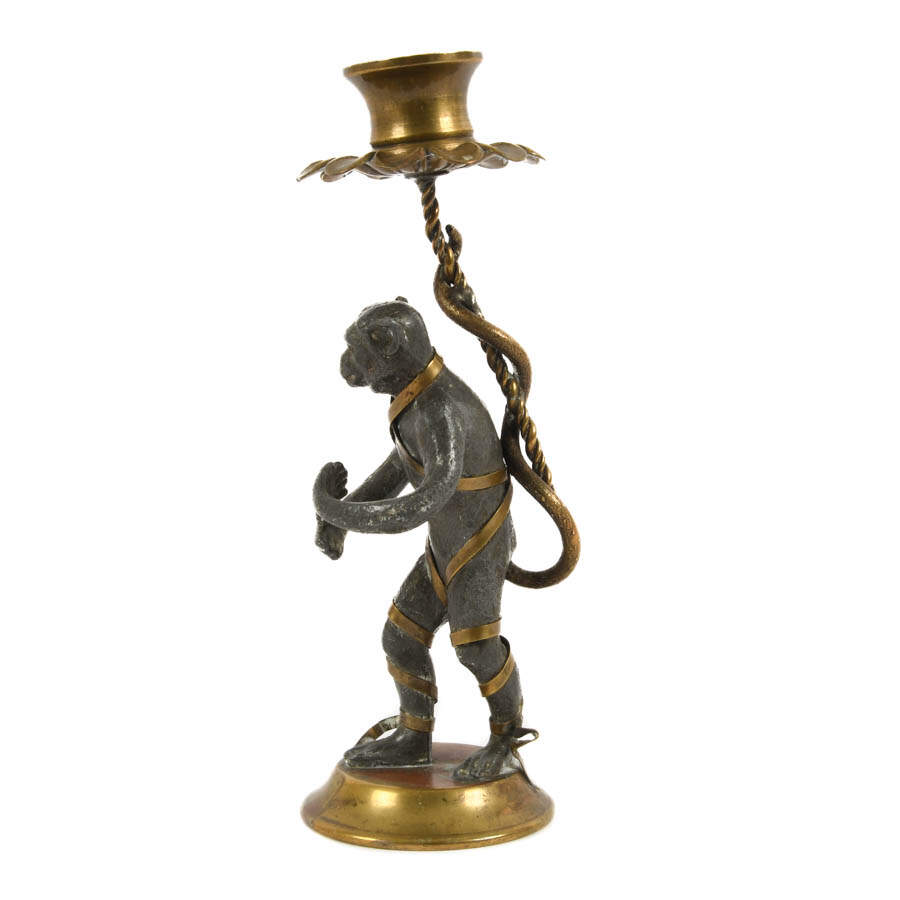 Pair of Figural Metal Monkey Candle Holders-12