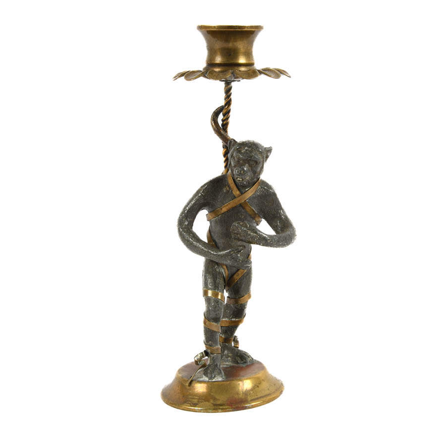 Pair of Figural Metal Monkey Candle Holders-8
