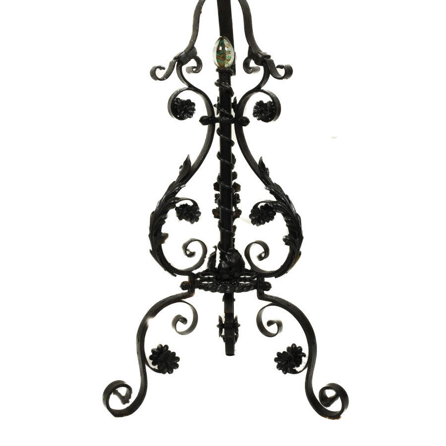 Mixed Metal Floor Candelabra with Paperweight Glass Finial-3