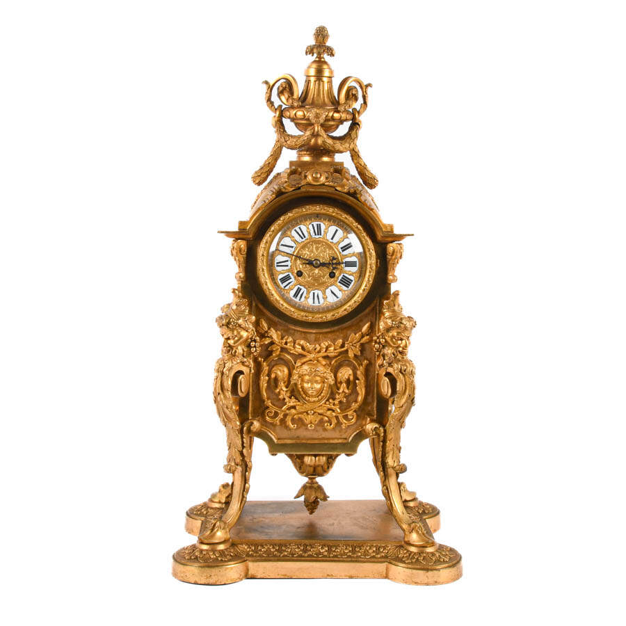 Antique 19th-Century French A.D. Mougin Gilt Bronze Clock-1