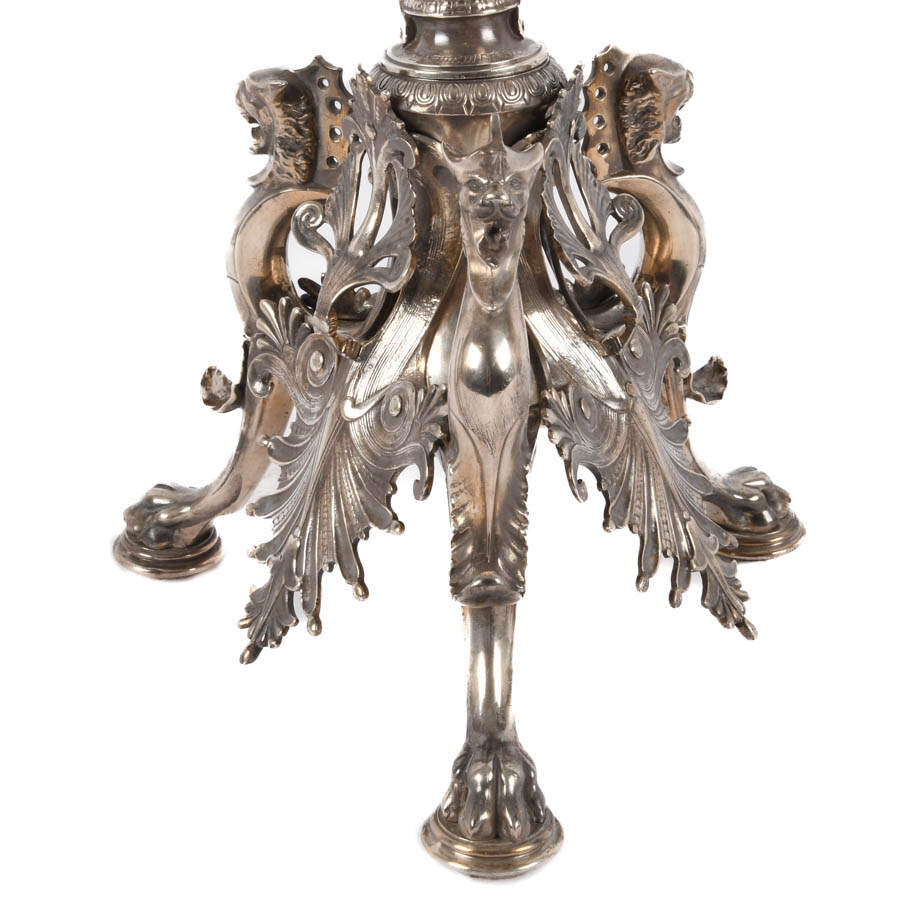 Pair of Ornate Metal Candlesticks-5
