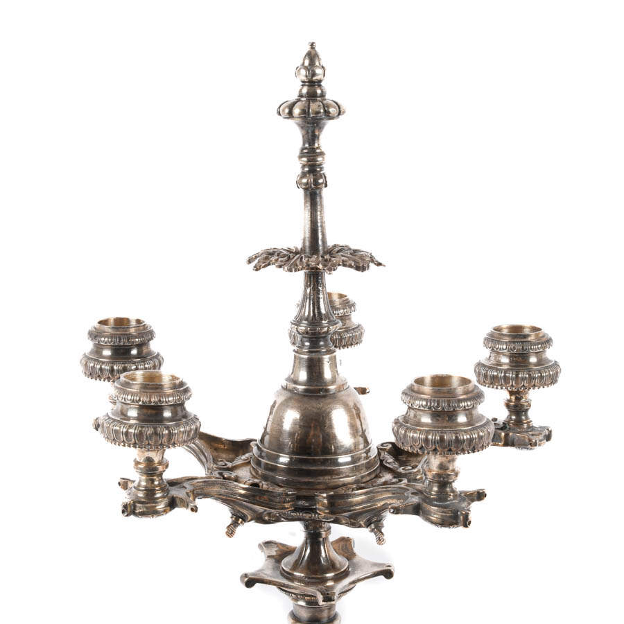 Pair of Ornate Metal Candlesticks-4