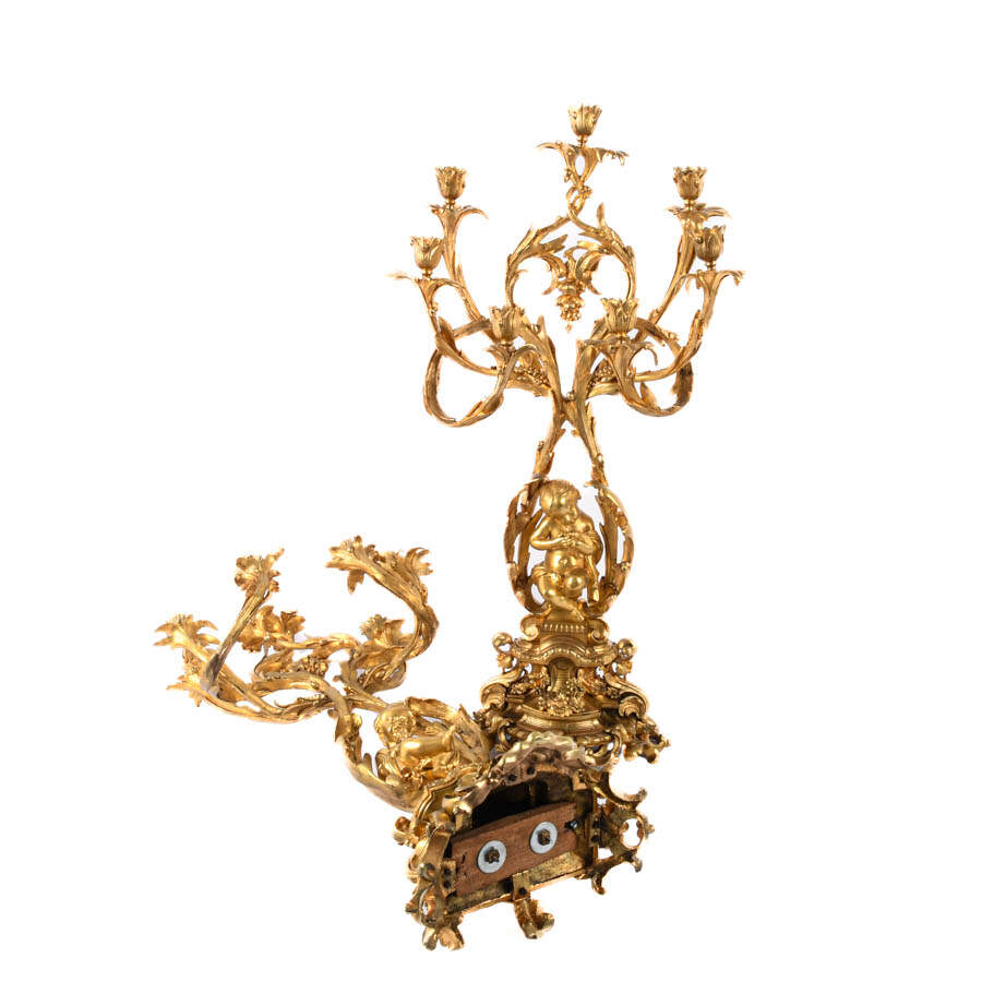 Pair of French Gilt Bronze Cherub 7-Light Candelabras-9