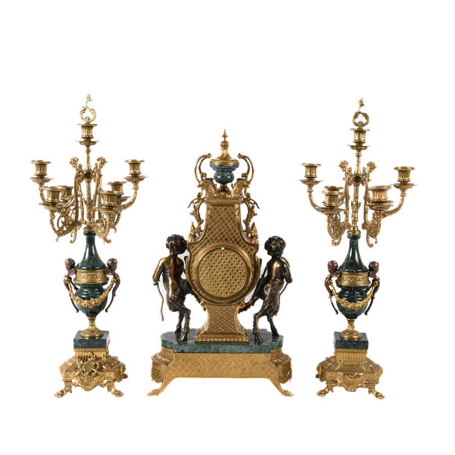 Italian Franz Hermle Imperial Fawns and Lyre Brevettato Clock-7