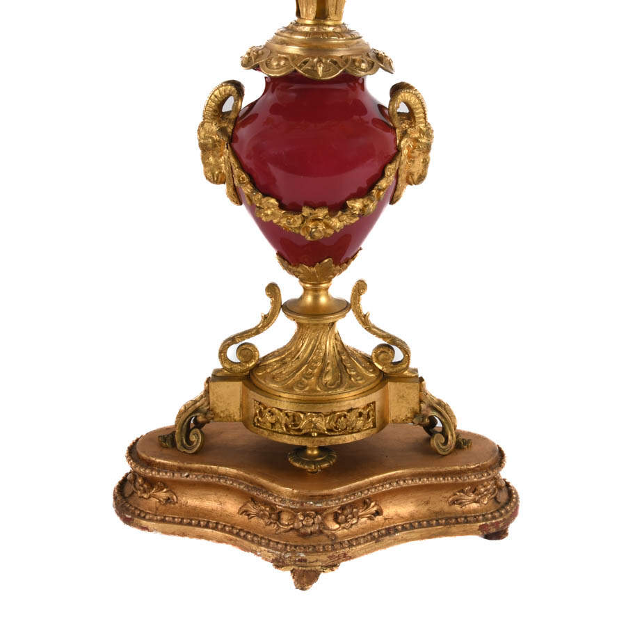 Antique French Italian Rococo Mantle Clock Set-9