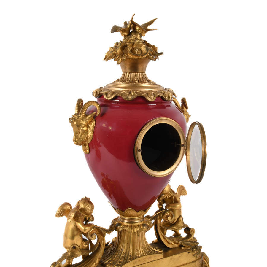 Antique French Italian Rococo Mantle Clock Set-6