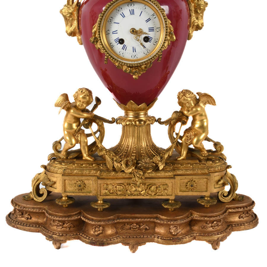 Antique French Italian Rococo Mantle Clock Set-3