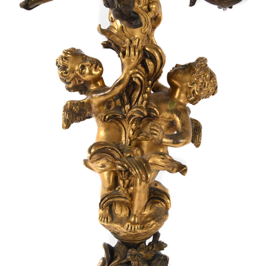 Antique Three-Piece Millet à Paris Bronze Clock and Candelabra Set-9