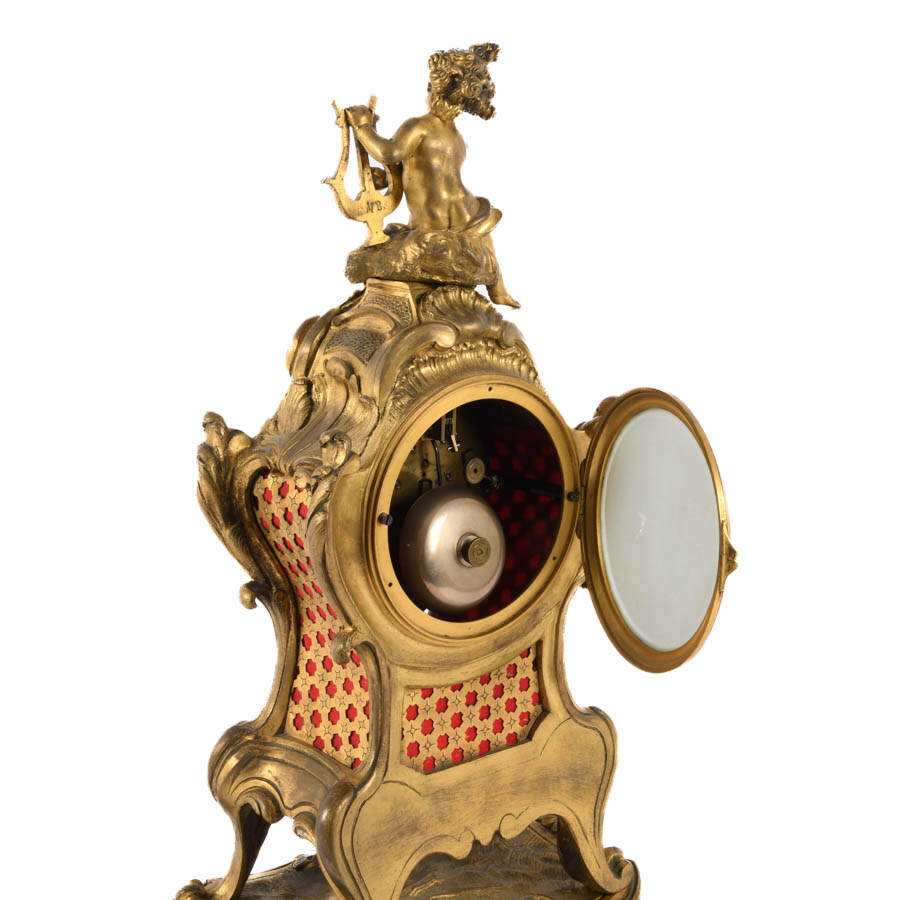 Antique Three-Piece Millet à Paris Bronze Clock and Candelabra Set-6