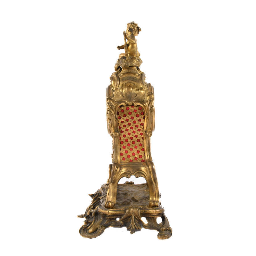 Antique Three-Piece Millet à Paris Bronze Clock and Candelabra Set-4