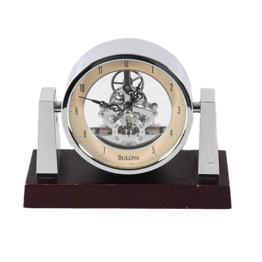 Art Deco-Style Bulova Largo Desk Clock-1