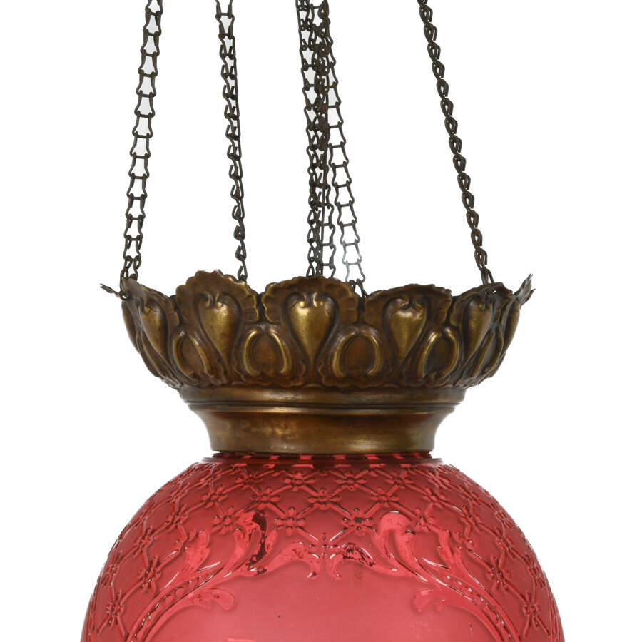 Antique Crystal Hanging Light Cranberry Attributed To Baccarat-4