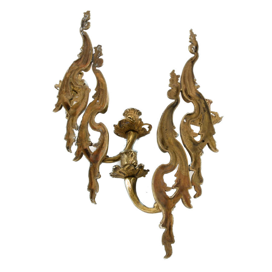 Antique Gold-Tone Metal Candle Wall Sconces-5