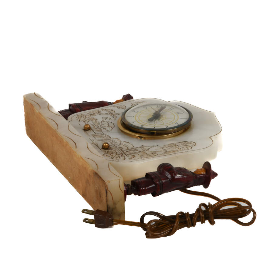 Art Deco Electric Asian Garden Figure Clock-9