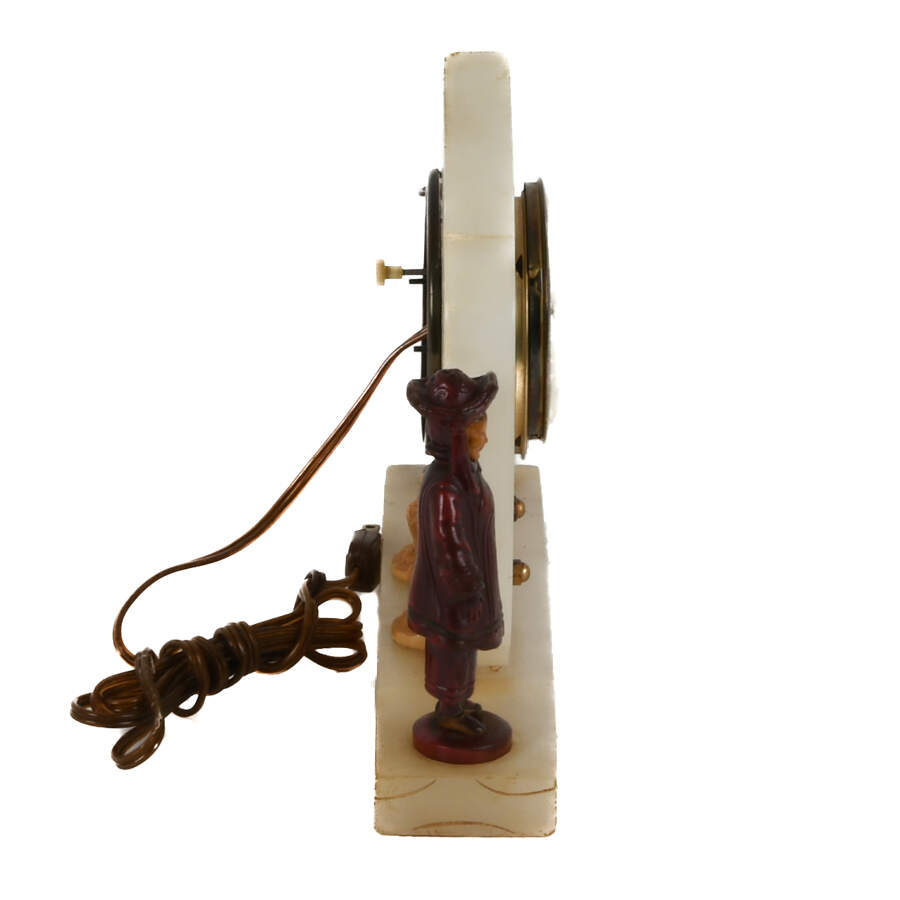Art Deco Electric Asian Garden Figure Clock-4