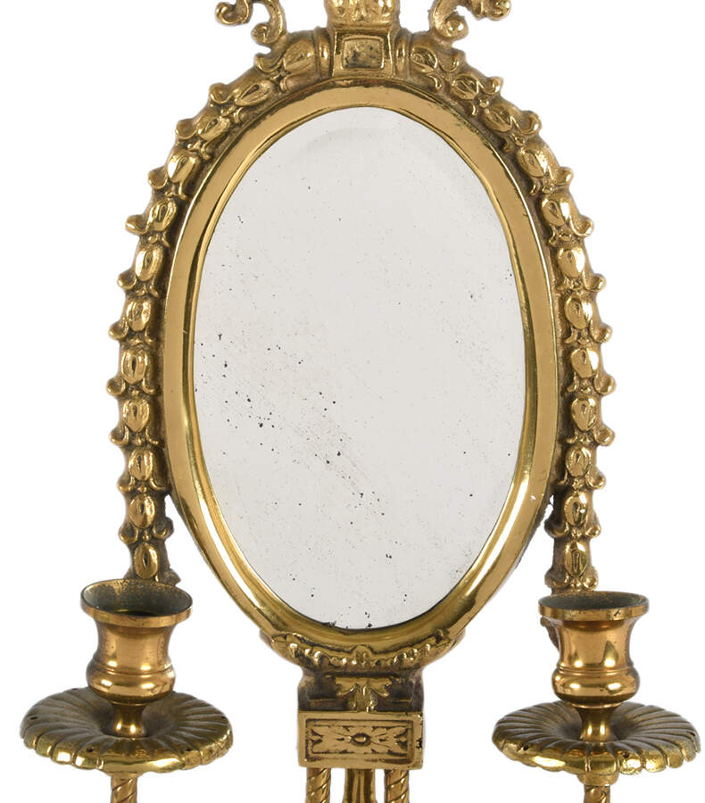 Ornate Brass Mirrored Candle Wall Sconce-4