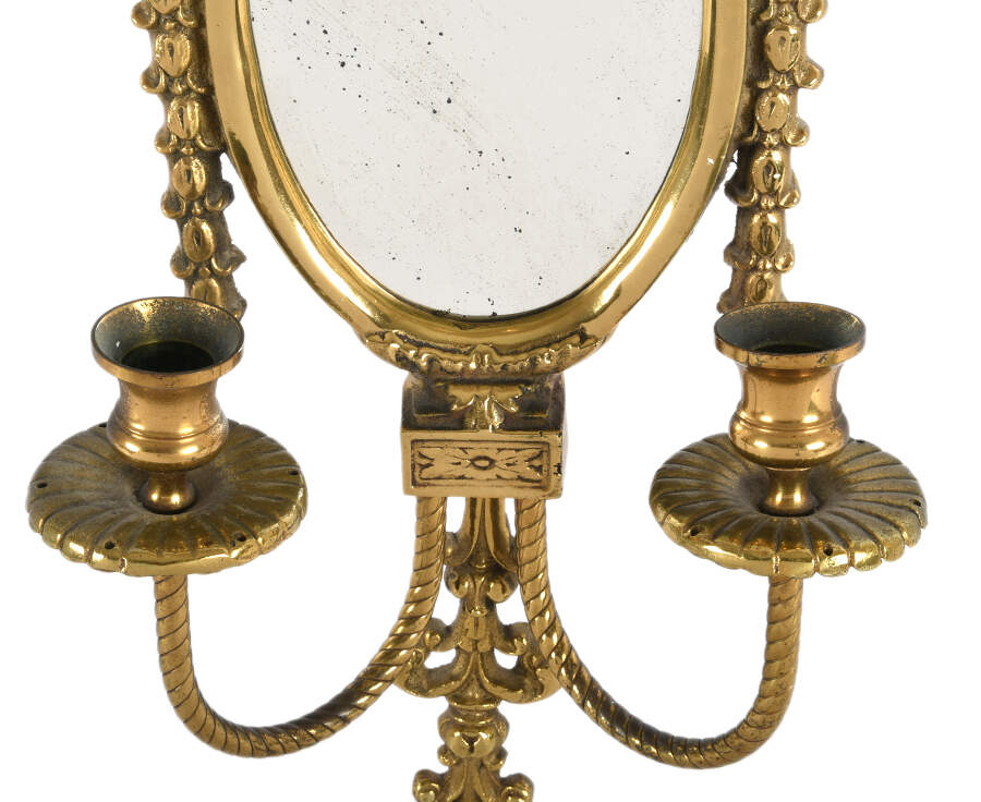 Ornate Brass Mirrored Candle Wall Sconce-3