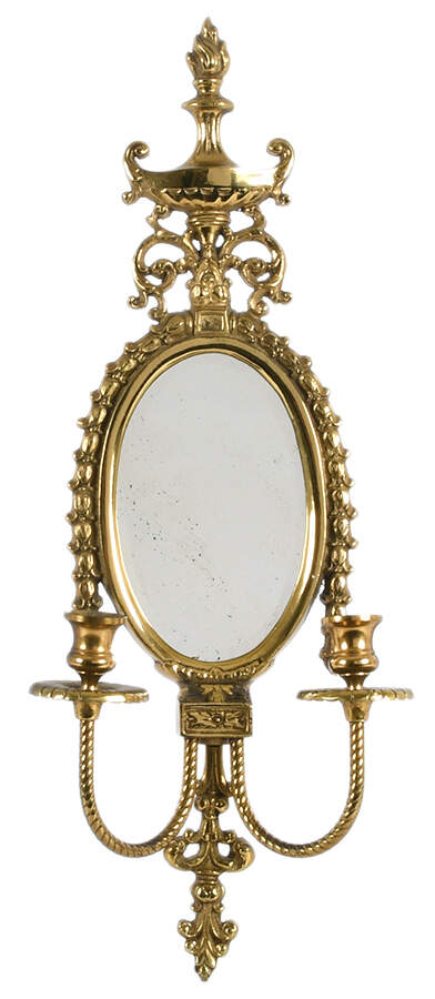 Ornate Brass Mirrored Candle Wall Sconce-1