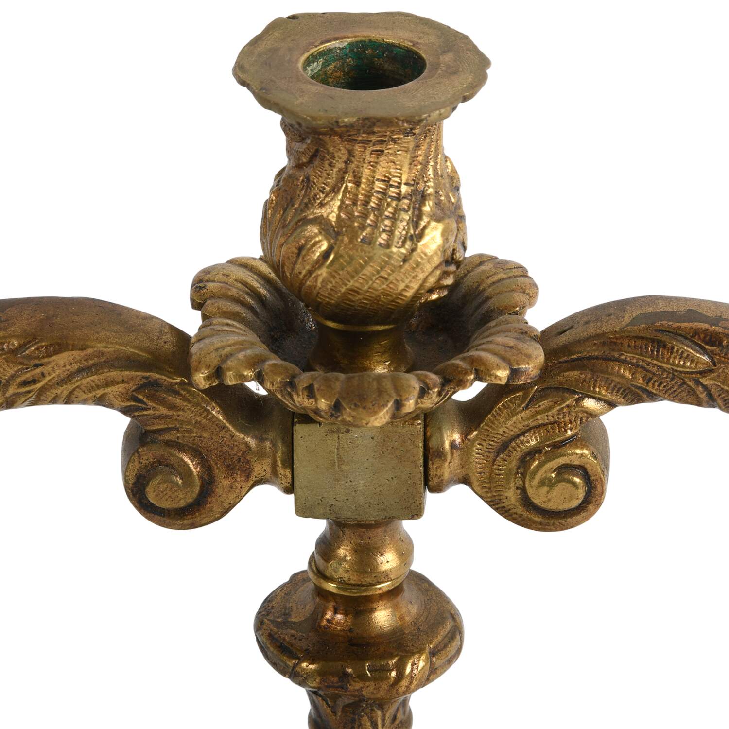 Pair of Ornate Brass Candle Holders-4