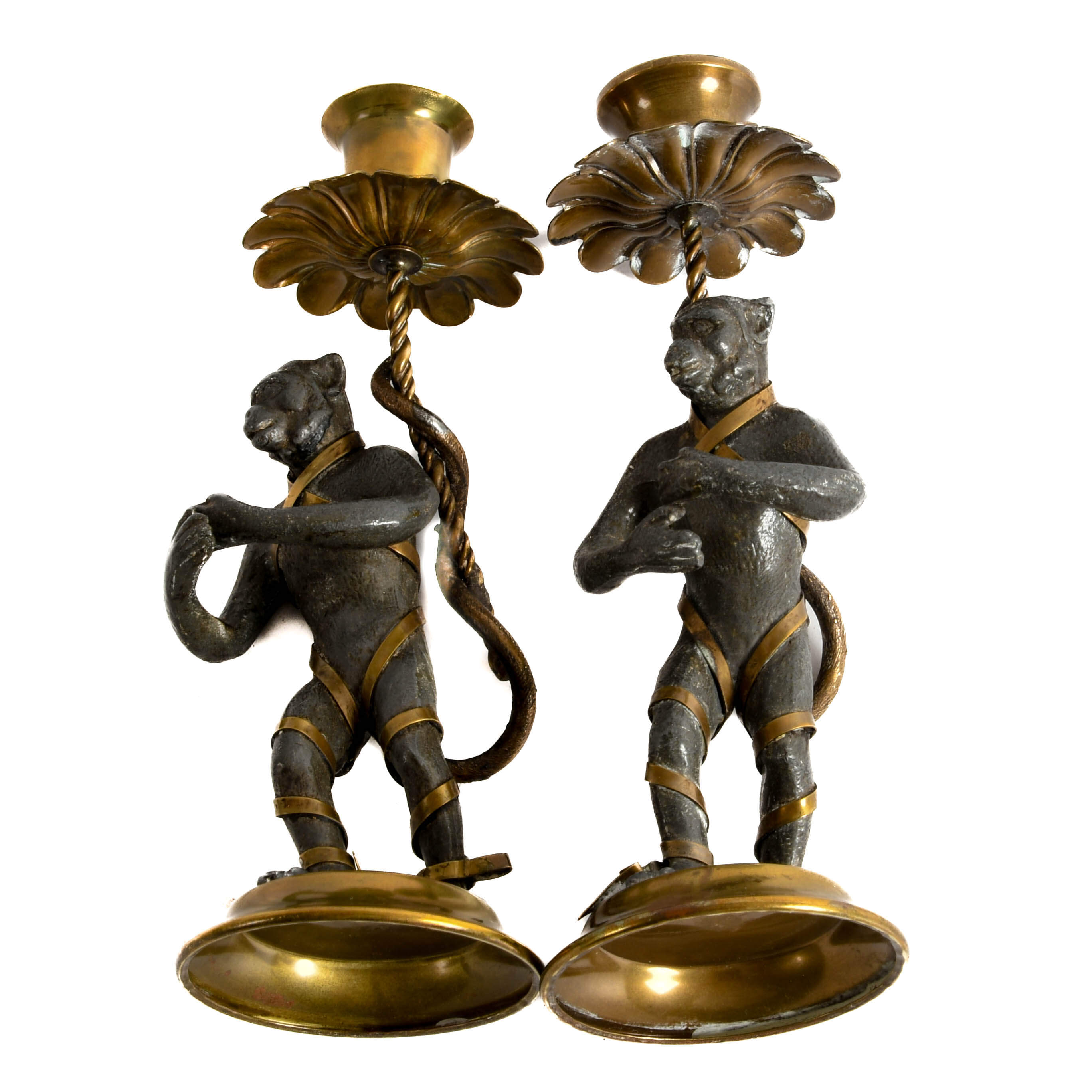 Pair of Figural Metal Monkey Candle Holders-6