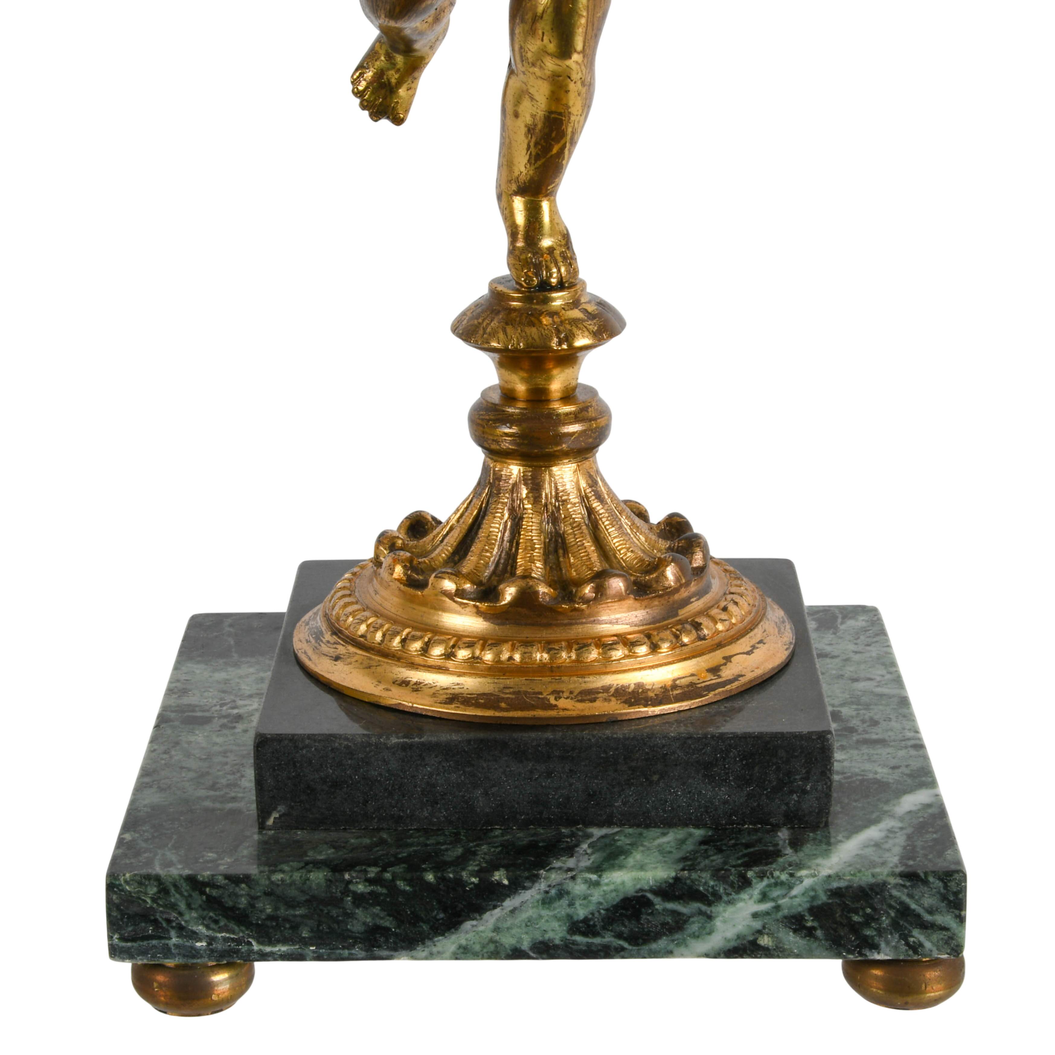 Gilt Bronze Cherub Candelabra with Crystal Prims-3